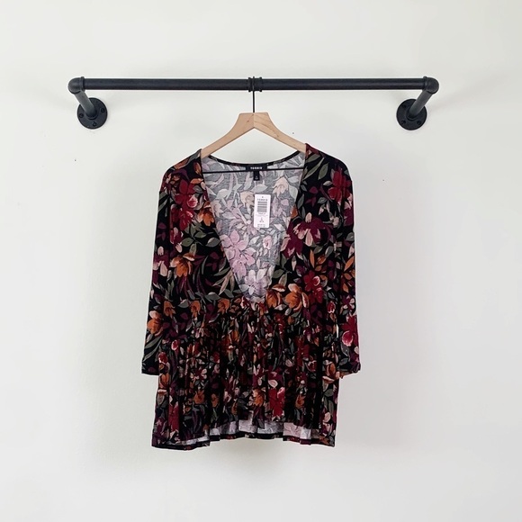 NWT Torrid Black Floral Print Tie Front Babydoll Jacket - Picture 6 of 8